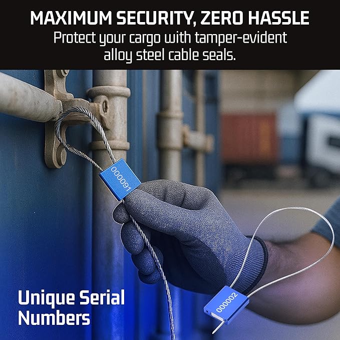 Bolt Dropper High Security Cable Tags Seals - Metal Container Seals with Steel Wire Numbered Tags - Metal Wire Identification Tamper Seal - Heavy Duty Lock Ties with Number - 100pcs