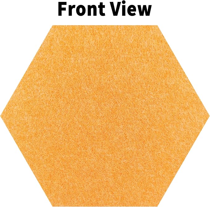 12'' Medium Hexagon Cork-Bulletin Board Tiles Frameless 10 Pack Adhesive Removable Felt Corkboard Decorative Prayer-Vision Board for Home-Office Wall Decor, Hex Tack Pinboard with 30 Pushpins