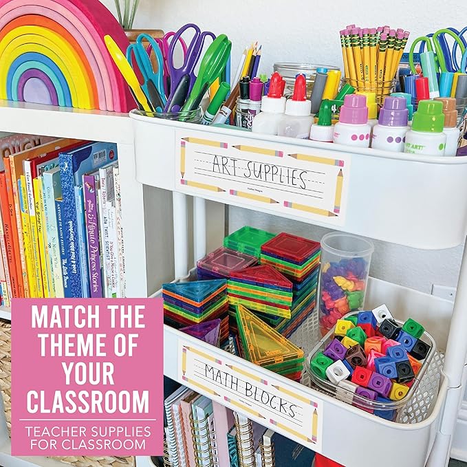 Desk Name Tags for Classroom -25 Student Name Plates for Classroom Kindergarten, Preschool, 1st, 2nd & 3rd Grade, 9x3 Teacher Nameplates for Student Desks & Cubbies, Pastel Nametags