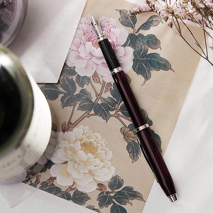 Cross Century II Translucent Blue Lacquer with Chrome Plated Appointments and Polished Stainless Steel Medium Nib Fountain Pen