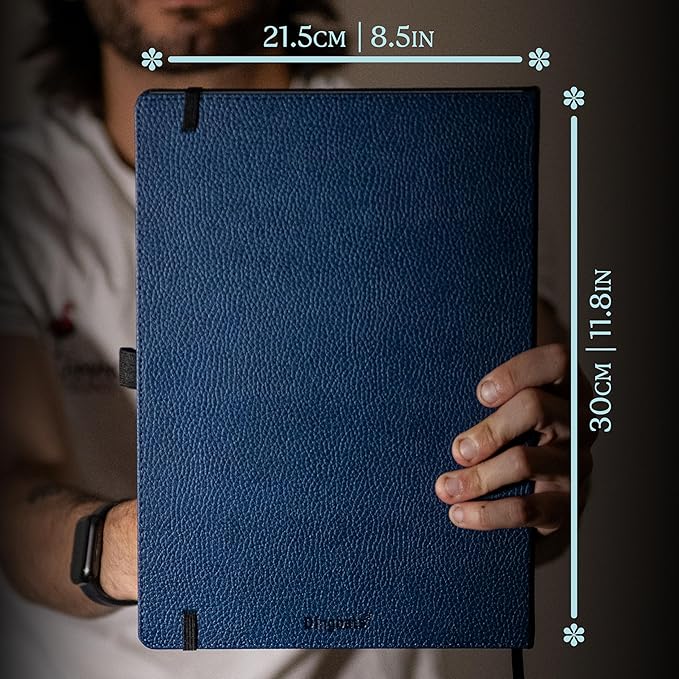 Dingbats* - Wildlife Plain Extra Large A4 Notebook - PU Leather Hardcover Journal for Work, Writing - Pocket, Elastic Closure, Pen Holder, Bookmark