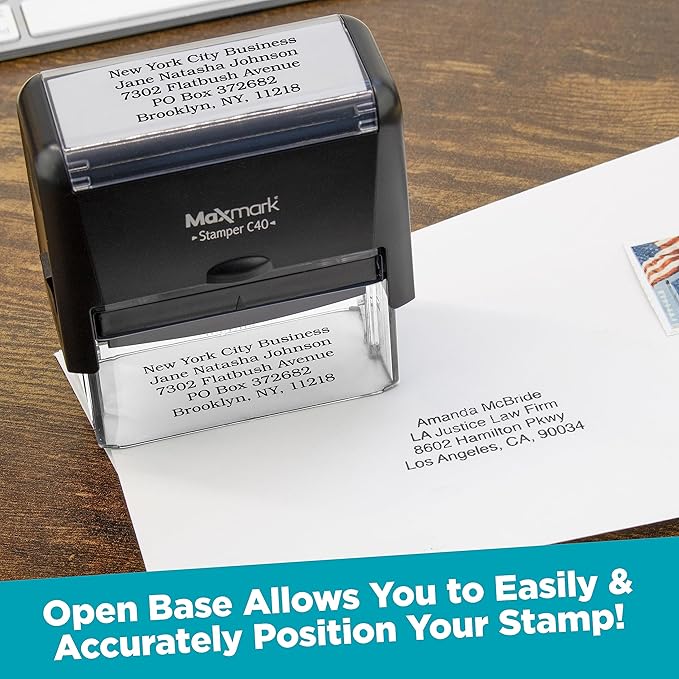 Custom Self Inking Rubber Stamp - Up to 3 Lines of Text - Choose from 15 Ink Colors - Small Size