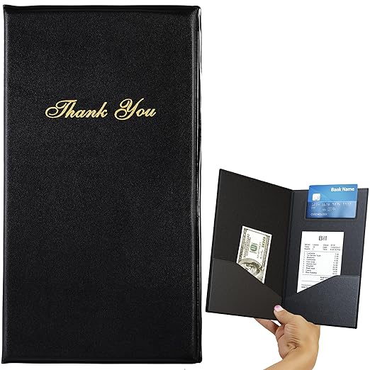 Gold Lion Professional Check Presenters for Restaurants - Black Server Checkbooks with Thank You Imprint for Smooth Payment Transactions, Restaurant Payment Book, and Foldable Tray Holders - 10 Pack