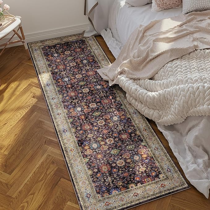 Rugcomf Runner Rug for Hallways Kitchen Rug Non Slip 2'x 6' Washable Rugs with Rubber Backing Soft Carpet for Hallways, Kitchen, Laundry, Bedroom, Bathroom (Dark Espresso)