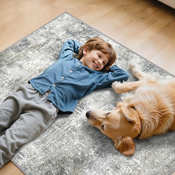 Office Chair Mat for Hardwood Tile Floor, Abstract 48"X 60" Desk Mats for Office Chair on Rolling Chairs Carpet, Desk Anti-Slip 1/5" Thick Rug for Computer Chair, Thin Low-Pile Floor Mat, Slate