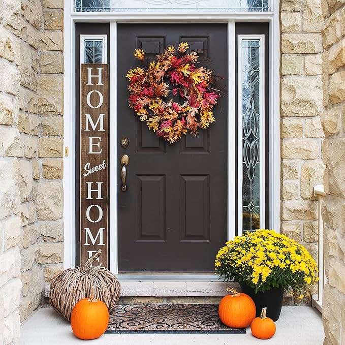 Home Sweet Home Sign for Front Door, Wood Rustic Front Porch Décor, Farmhouse Porch Sign Decorations, Outdoor Signs for Porch, Indoor Outdoor Decorations, Vertical 6ft
