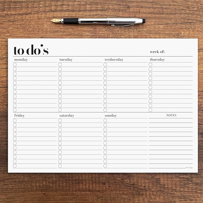 Weekly Planner Pad, Weekly To Do List Notepad, Tear Off Undated Weekly Planner Notepad, A4 Size (8,3" X 11,7"), Premium Thick Paper with Cardboard Back Support, Weekly Desk Planner by Hadigu