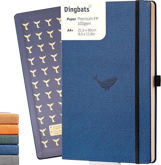 Dingbats* - Wildlife Lined Extra Large A4 Notebook - PU Leather Hardcover Journal for Work, Writing - Pocket, Elastic Closure, Pen Holder, Bookmark