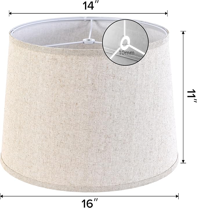 Drum Lamp Shades Larges (2 Pack), Modern Farmhouse Lampshades Beige for Floor&Table Lamps Replacement Living Room/Bedroom，14"Top×16"Bottom ×11"High(Spider), Required Assembly，By GO&SO