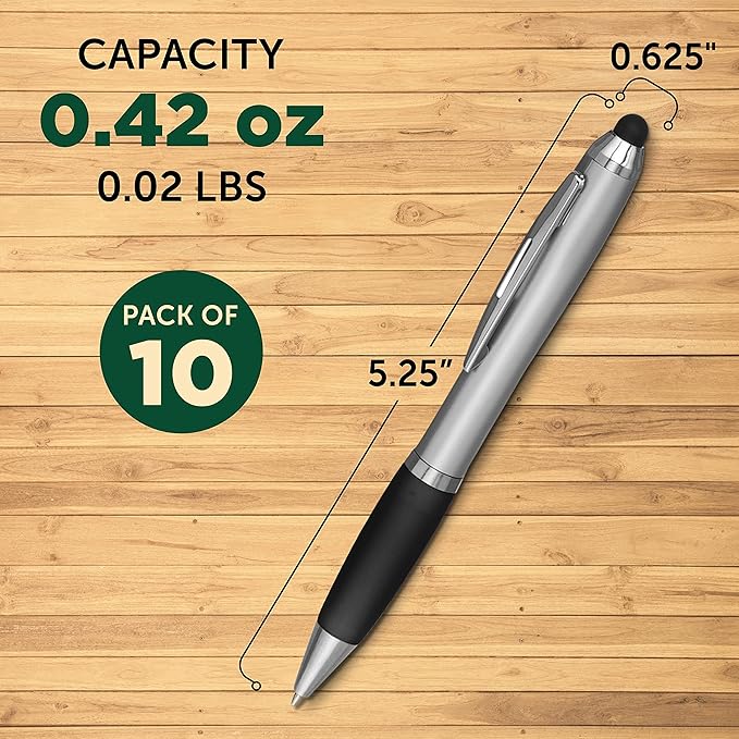 DISCOUNT PROMOS Stylus Ballpoint Pens Set of 10, Bulk Pack - Black Ink, Great for Office, School, Business, Tradeshows, Events - Black