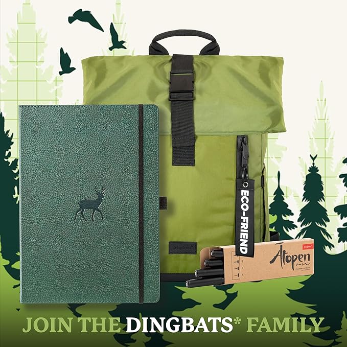Dingbats* - Wildlife Plain Extra Large A4 Notebook - PU Leather Hardcover Journal for Work, Writing - Pocket, Elastic Closure, Pen Holder, Bookmark