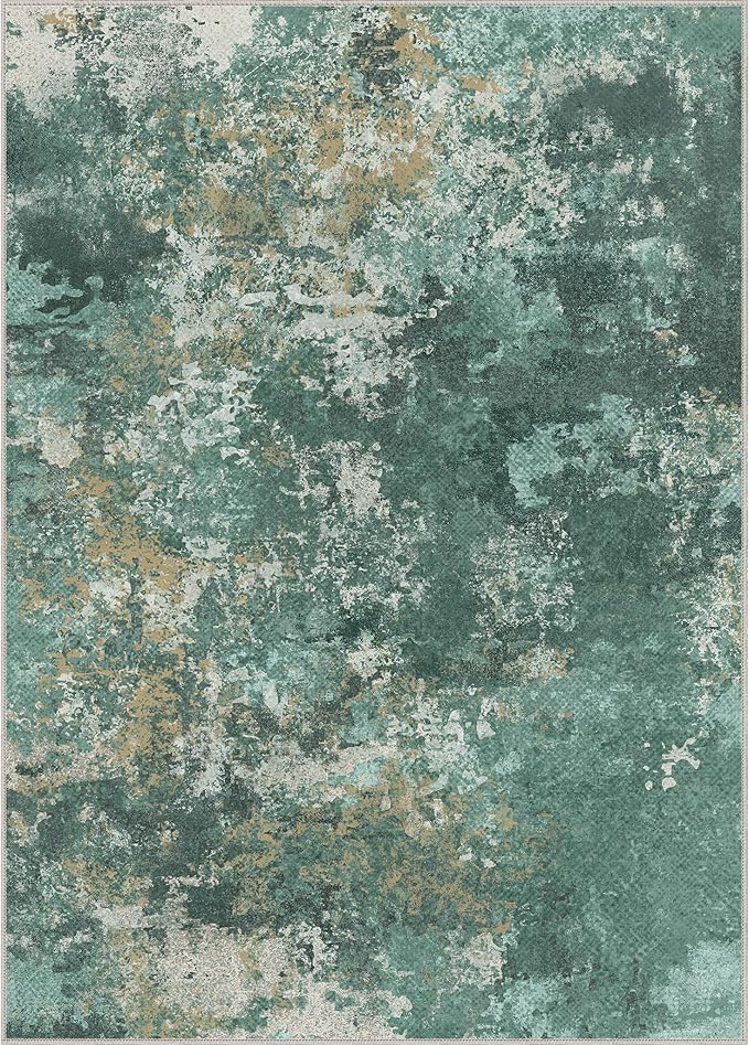 GENIMO Washable Rugs 8x10 Area Rugs for Living Room Bedroom, Modern Lightweight Rug Ultra Soft Indoor Area Rugs 8x10 for Dining Room, Low Pile Carpet with Non Slip Backing, Turquoise