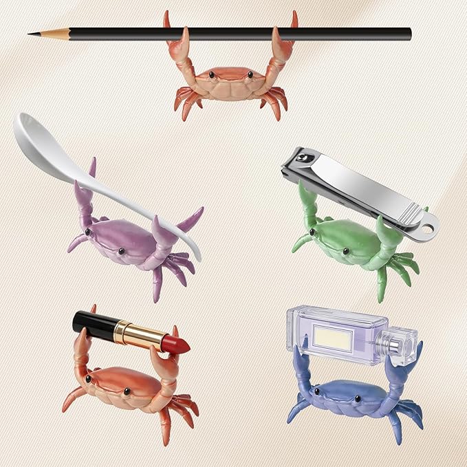 4PCS Desk Crab Pen Holder,Creative Crab Pen Holder,New Cute Crab-Shaped Pen Holders,Weightlifting Crabs Penholder Bracket Storage,Funny Desk Decor for Office Desks,Shop Windows,Home(Mix)