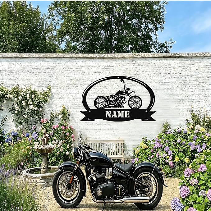 Custom Motorcycle Metal Sign Personalized Biker Name Signs Custom Garage Motorbikes Wall Art Motorcycle Sign Men Room Decor Gifts for Men Husband Rider