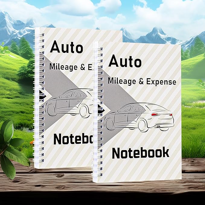 INKNOTE 2 Pcs Auto Mileage Log Book Expense Record Notebook for Car for Small Business Driving Bookkeeping 7.87 X 5inch