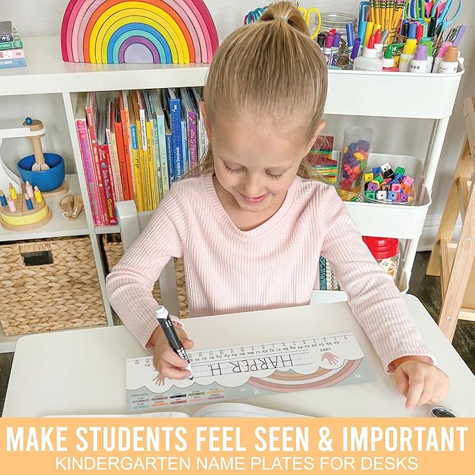 Desk Name Tags for Classroom – 36 Student Name Plates for Classroom Kindergarten, Preschool, 1st, 2nd & 3rd Grade, 14.5 x 4in Teacher Nameplates for Student Desks, Boho Nametags
