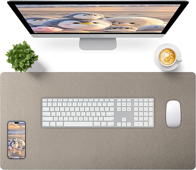 Bloss Pearl Gray Desk Mat 31.5"x15.7", Desk Matt for Desktop, Waterproof Large Desk Pad, Computer Mat for Office/Home/Decor/Christmas Desk Mat