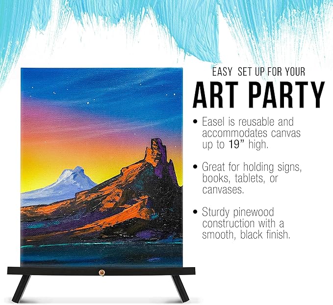 U.S. Art Supply 20" Black Wood Tabletop Easel (2 Pack) - Adjustable A-Frame Canvas Stand for Painting Party & Signs - Table Top Easel for Painting, Canvas Holder, Crafts, Photos, Pictures