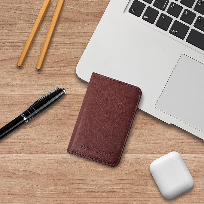 Wisdompro Business Card Holder, 2-Sided PU Leather Folio Name Card Holder Wallet Case with Magnetic Shut for Men and Women, Ultra Slim and Thin