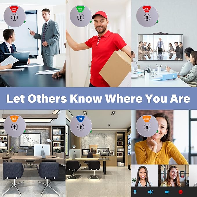 Out Of Office Door Sign - 6 Status Options: Private, In Meeting, Do Not Disturb, Working Remotely, Available, Away