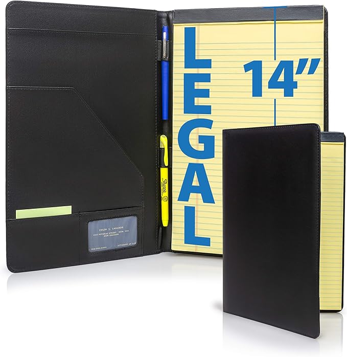 Legal Size Padfolio 8.5 x 14 Inch Portfolio Folder for Legal Pad, Professional Padfolio for Job Interviews, Business Meetings, and Attorneys (3 Pack)