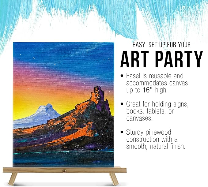 U.S. Art Supply 16" Natural Wood Tabletop Easel (4 Pack) - Adjustable A-Frame Canvas Stand for Painting Party & Signs - Table Top Easel for Painting, Canvas Holder, Crafts, Photos, Pictures