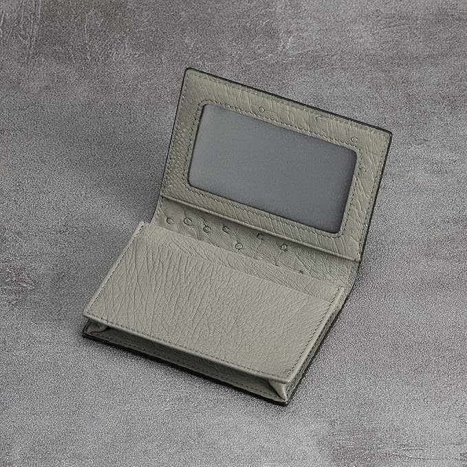 Leather Business Card Case Holder for Men & Women, Italian Calfskin