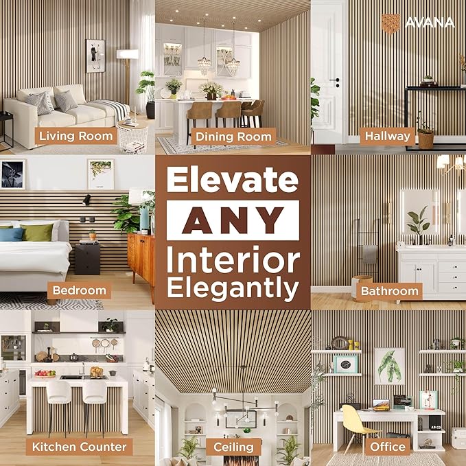 Avana Acoustic Wood Wall Panels – 47.2 X 12.6 White Oak Acoustic Panels 2 PCs – Modern Wall Panels For Interior Wall Decor For Homes, Offices, Studios – Sturdy And Durable Wood Panels For Wall
