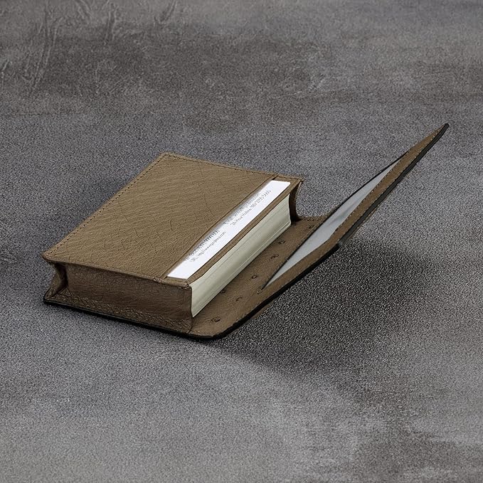 Leather Business Card Case Holder for Men & Women, Italian Calfskin
