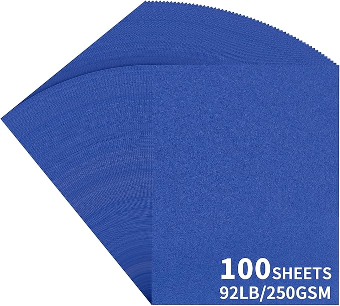 100 Sheets Navy Blue Cardstock - 8.5 X 11 Inches Art Crafts Construction Paper, 92lb/250gsm Heavy Weight Thick Card Stock Paper for Printer, DIY Cards Making, Invitations, Scrapbooking UAP24NB100