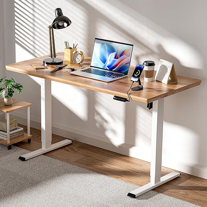 BIZUM Electric Standing Desk Frame, Height Adjustable Sit Stand Desk Base with Memory Preset Button, USB Port for Home Office, White Frame Only