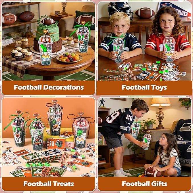 LiYiQ 247 Pcs Football Party Supplies Return Gifts for Party, Student Stationery Gifts from Teacher Rewards Prizes, Pencil Erasers Notebooks Stickers for Football Classroom Birthday