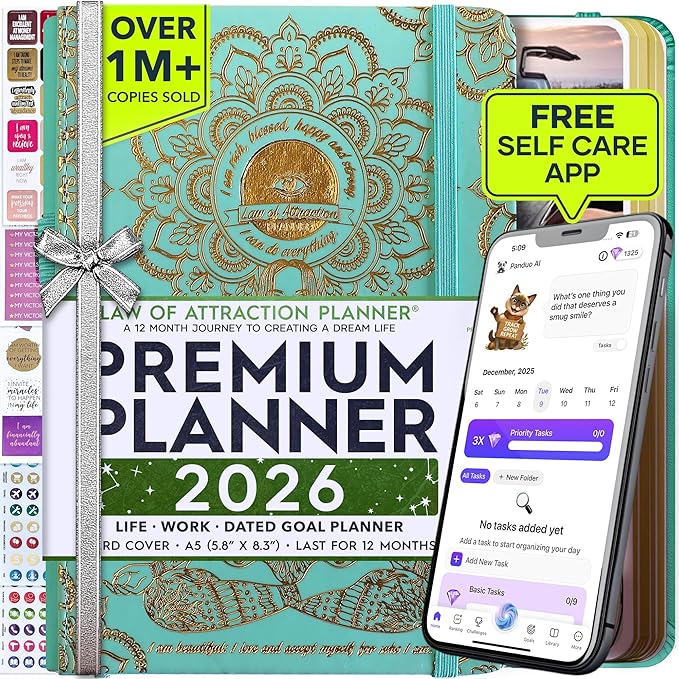Law of Attraction Planner 2026 Deluxe with Productivity App | Weekly & Monthly Goal-Setting Planner, Life & Gratitude Journal | Include Foldable Vision Board, Gift Box & Stickers