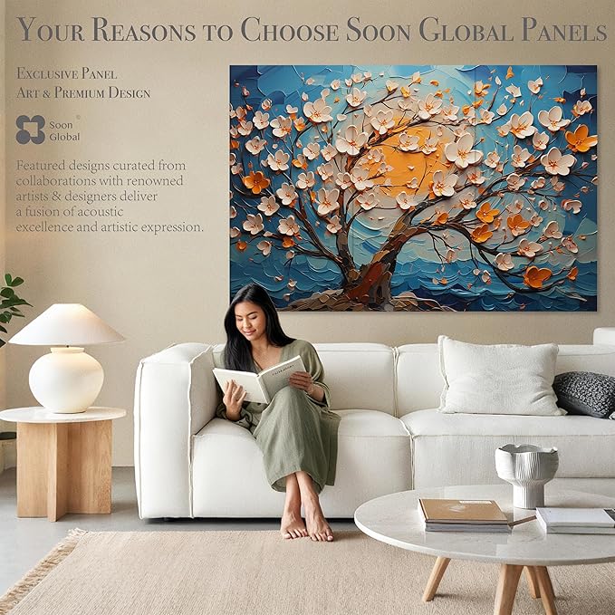 Soon Global Acoustical Wall Panels, 72 X 48 Inches Art Acoustic Panels, Decorative Acoustic Panels, Acoustic Wall Panels, Sound Absorbing Wall Art, Canvas