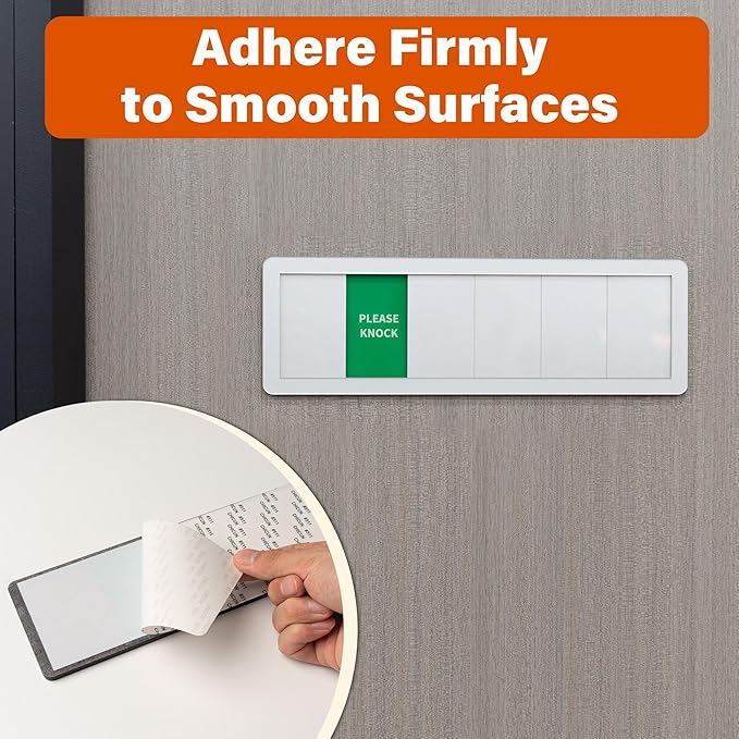 2PK Office Door Signs 6 Options Do Not Disturb, Please Knock, In A Meeting, Out Of Office, Working Remotely Back Soon Privacy Slider Sign for Meeting & Conference Room