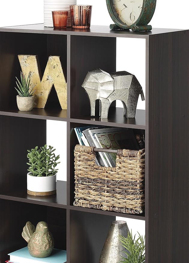 Whitmor 6 Cube Bookcase, 3 Tier Stackable MDF Bookself, Open Storage Display Organizer, Storage Cabinet for Living Room, Bedroom, Home, Office, 23.7" L x 11.7" W x 35.2" H, Espresso