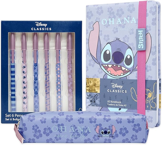 Disney Stitch Stationery Supplies Set Notebook Pencil Case & Ballpoint Pens or Notepad Coloring Pencils & Accessories for Home or Office