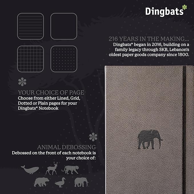 Dingbats* - Wildlife Plain Extra Large A4 Notebook - PU Leather Hardcover Journal for Work, Writing - Pocket, Elastic Closure, Pen Holder, Bookmark