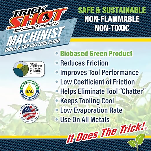 Premium USA-Made Cutting Oil & Fluid | 12 Unit Case - 8 oz. Metal Can | Non-Toxic, Eco-Friendly, NSF H1 & USDA Certified | Ideal for Metal Cutting, Tooling, and Machinist Applications by Trick Shot®