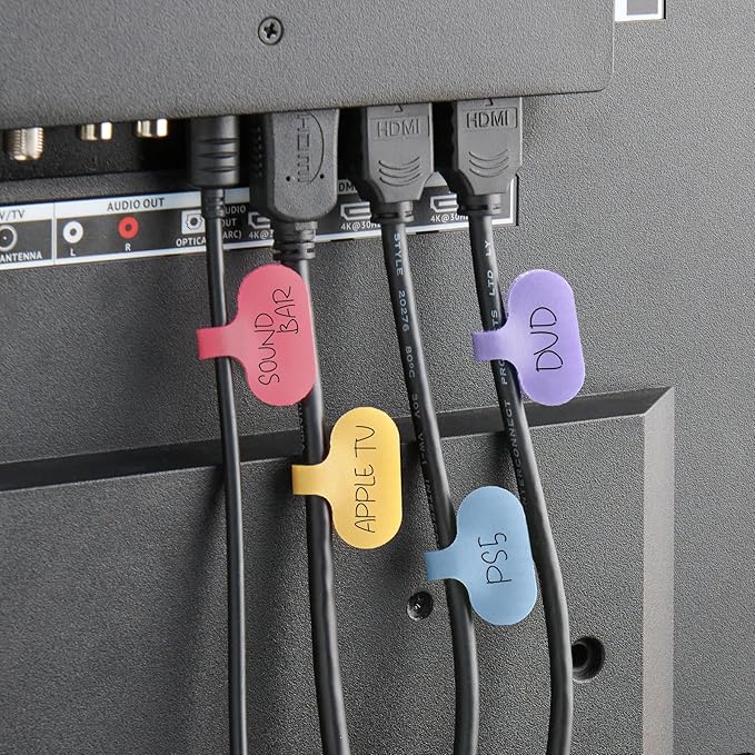Wrap-It Storage Cable Labels - Oval, Macaron (36 Pack) - Write On Cord Labeler Wire Label Tags