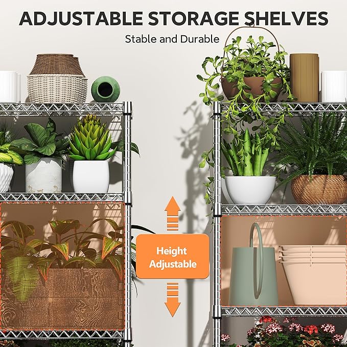 M MZG 6 Tiers Storage Shelves Load 2100LBS, Metal Shelving Wire Metal Shelving Unit Shelves for Storage Adjustable Garage Shelving for Pantry Kitchen Garage Chrome 17.7" D x 47.3" W x 82.4" H