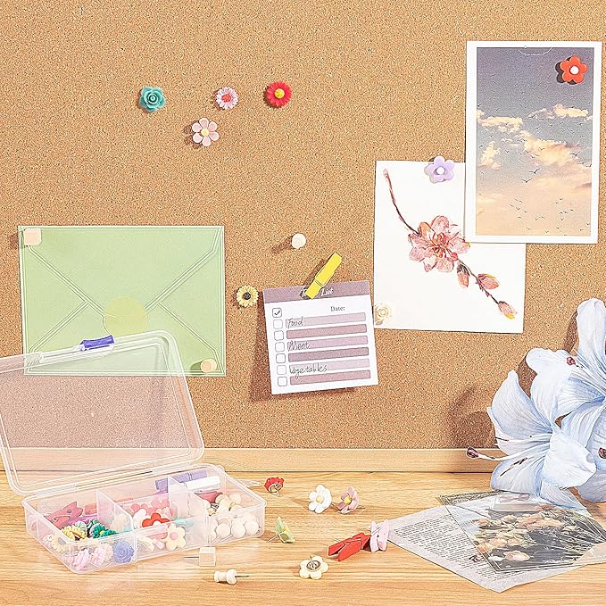 78 Pieces Push Pins Set Cute Thumb Tacks Decorative Flower Push Pins for Wall Cork Board Bulletin Boards with Storage Box