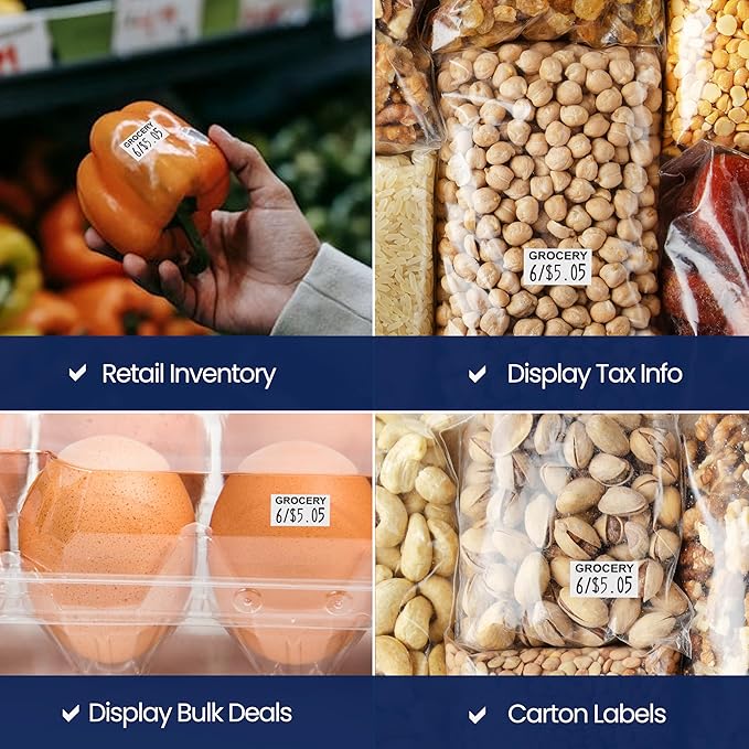 Perco Grocery Labels to fit Monarch 1110 Price Gun - 16 Rolls, 17,000 Labels with Ink Roll Included