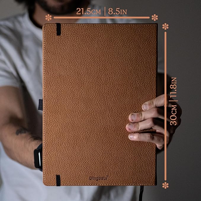Dingbats* - Wildlife A4 Lined Notebook - Extra Large Hardcover PU Leather Journal - for Work, Travel - Pocket, Elastic Closure, Pen Holder, Bookmark