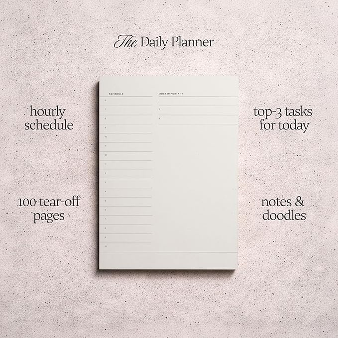 Daily To-Do List Notepad – Desk Pad for Work and Study, Minimal, 8.25x5.85 Inches