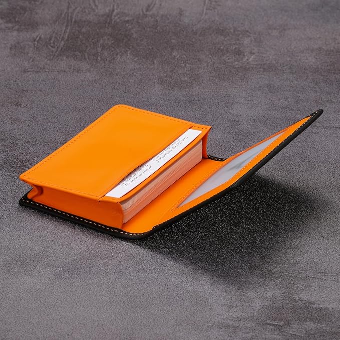 Leather Business Card Case Holder for Men & Women, Italian Calfskin