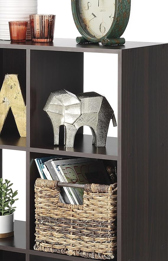 Whitmor 12 Cube Bookcase, 4 Tier Stackable MDF Bookself, Open Storage Display Organizer, Storage Cabinet for Living Room, Bedroom, Home, Office, 35.1" L x 11.7" W x 47.5" H, Espresso