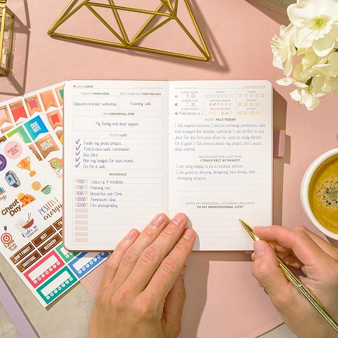 Clever Fox Self-Care Journal Pocket – Daily Reflection Notebook – Mental Health & Personal Development Planner, Meditation & Mood Log (Rose Gold)
