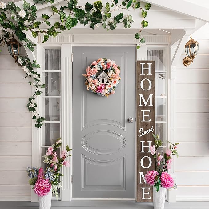 Home Sweet Home Sign for Front Door, Wood Rustic Front Porch Décor, Farmhouse Porch Sign Decorations, Outdoor Signs for Porch, Indoor Outdoor Decorations, Vertical 6ft