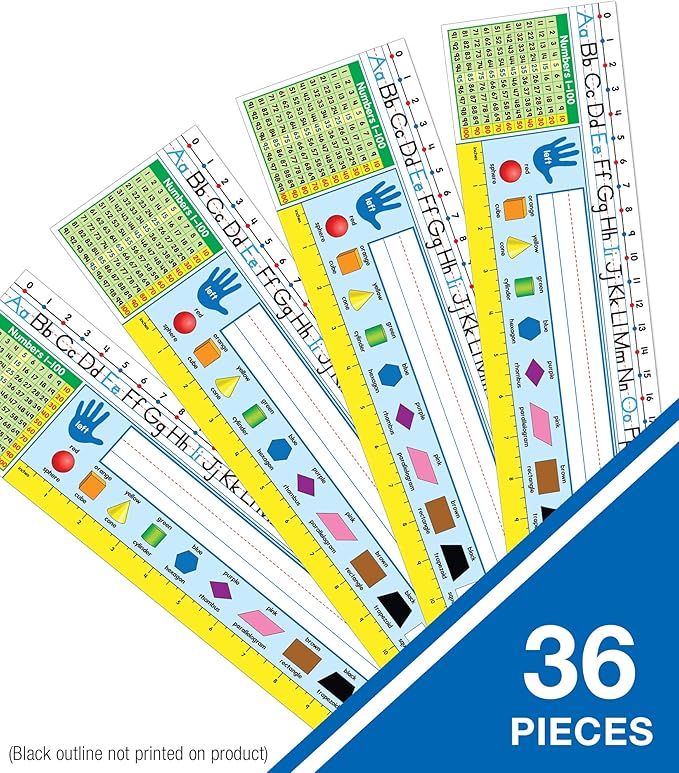 Carson Dellosa Education 30PC Quick Stick Name Plate Set offers alphabet charts, number lines, a 100 chart, a ruler, and clear labels that support organized desks and help students develop skills well